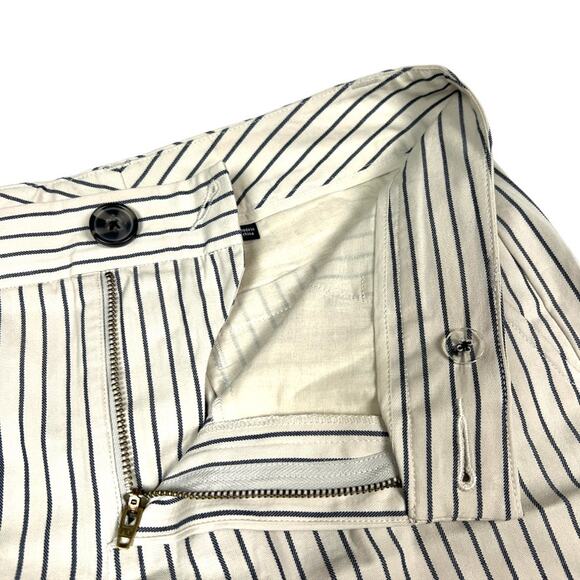 CAbi Pants #5316 Tick Tock Striped Cropped Bootcut Kick Flare Cream Blue Women 2 - Picture 10 of 13